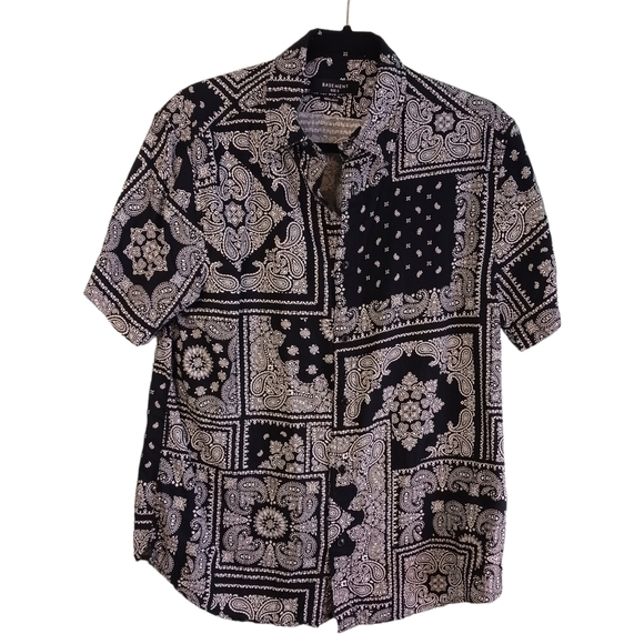 Size S & M Basement Mens Dress Casual Short Sleeve Regular Fit NWO Cotton/ Linen - Picture 1 of 7